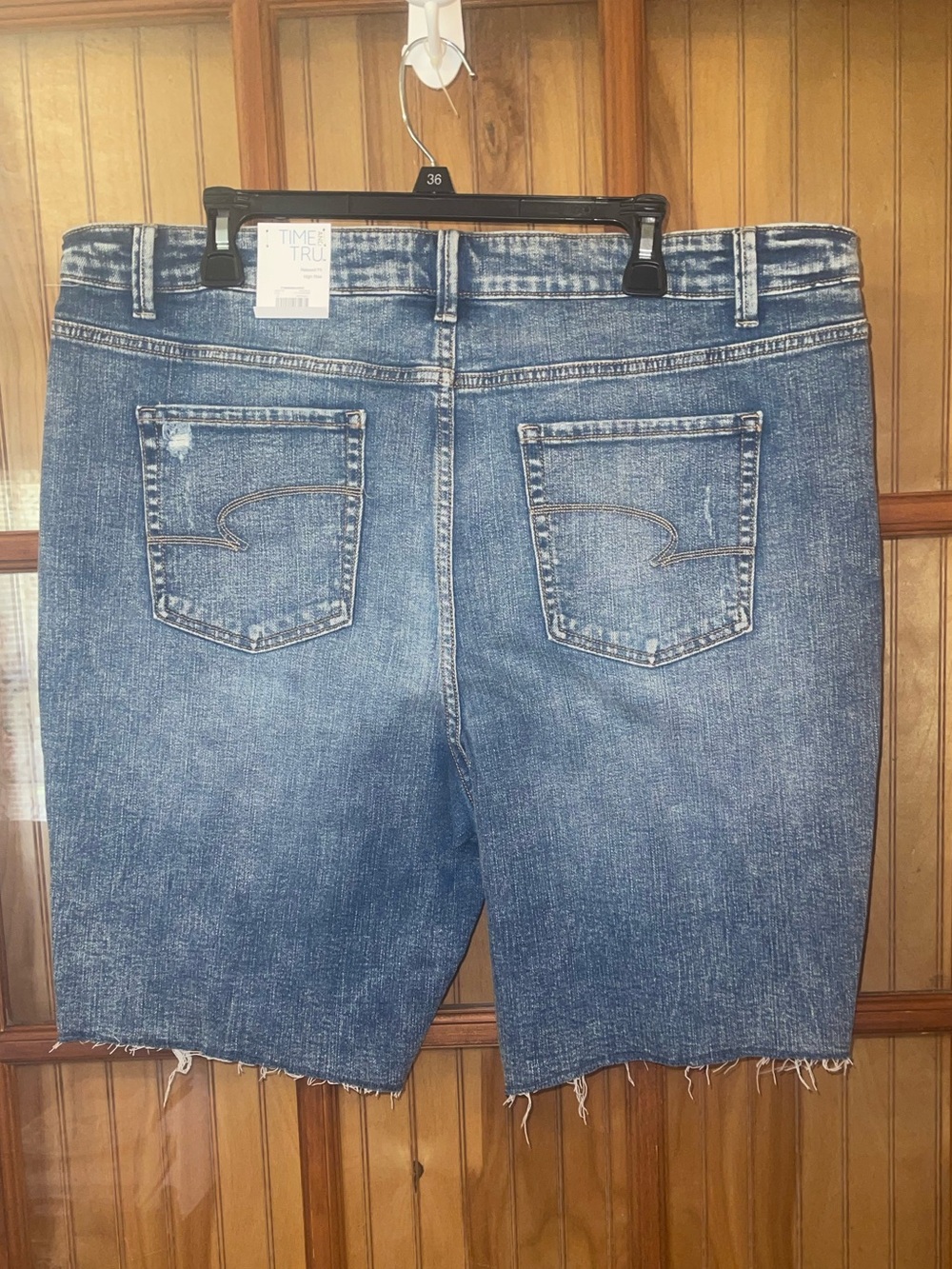 Time and Tru Distressed Blue Denim Cutoff Shorts - Picture 2 of 2